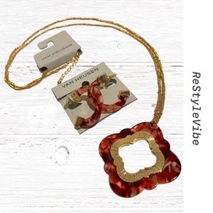 Van HEUSEN Long Necklace & Earring Set Fashion NWT Jewelry NEW Pink Gold